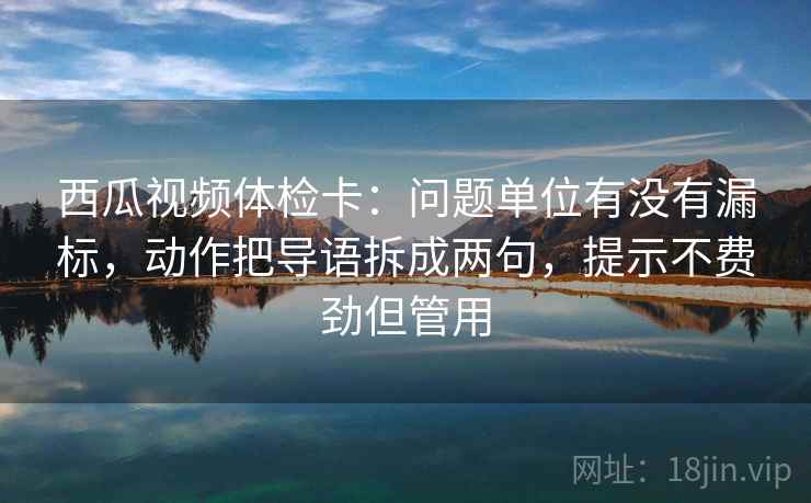 西瓜视频体检卡：问题单位有没有漏标，动作把导语拆成两句，提示不费劲但管用